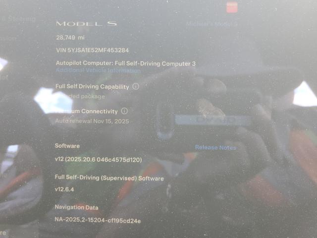 Photo 9 from auction – 2021 TESLA MODEL S with VIN 5YJSA1E52MF453284