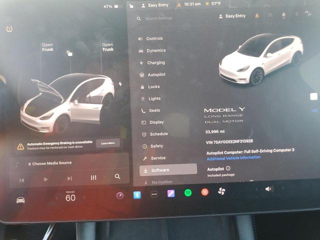 Photo 9 from auction – 2022 TESLA MODEL Y with VIN 7SAYGDEE2NF313928