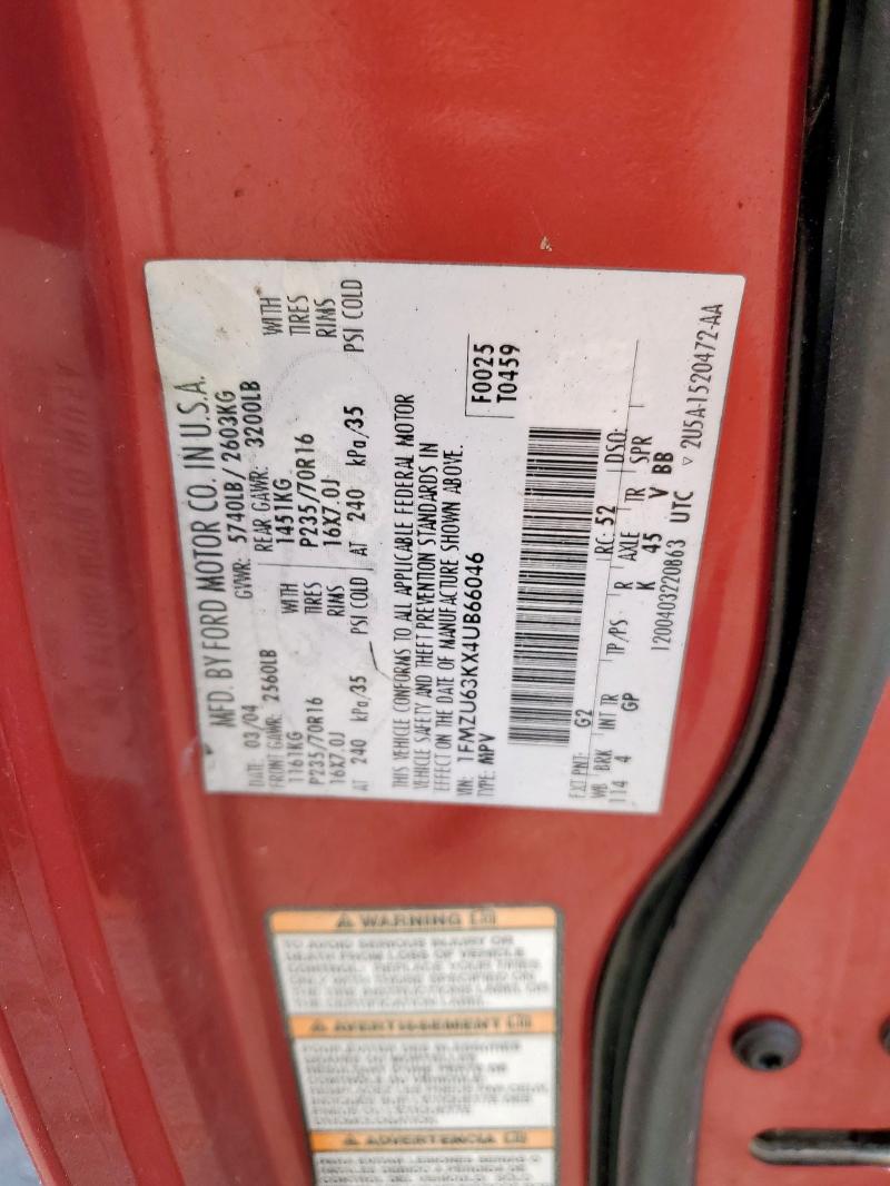 Photo 14 from auction – 2004 FORD EXPLORER X with VIN 1FMZU63KX4UB66046
