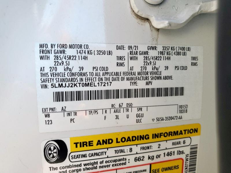 Photo 14 from auction – 2021 LINCOLN NAVIGATOR with VIN 5LMJJ2KT0MEL17217
