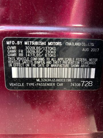 Photo 10 from auction – 2018 MITS MIRAGE ES with VIN ML32A3HJ2JH003198