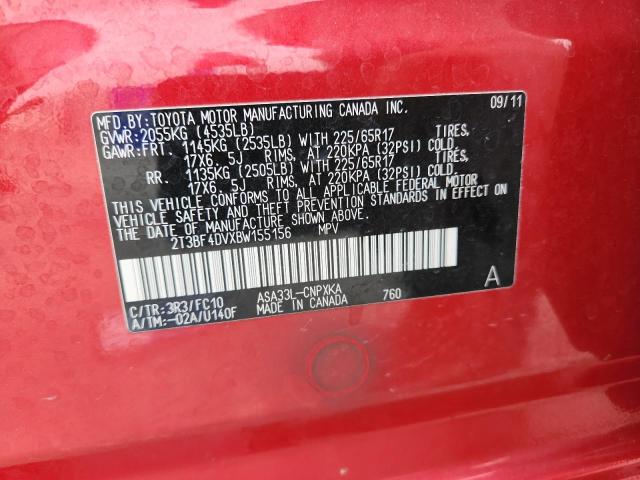 Photo 14 from auction – 2011 TOYOTA RAV4 with VIN 2T3BF4DVXBW155156