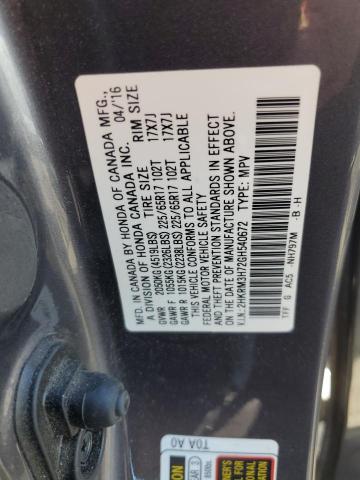 Photo 14 from auction – 2016 HONDA CR-V EXL with VIN 2HKRM3H72GH540672