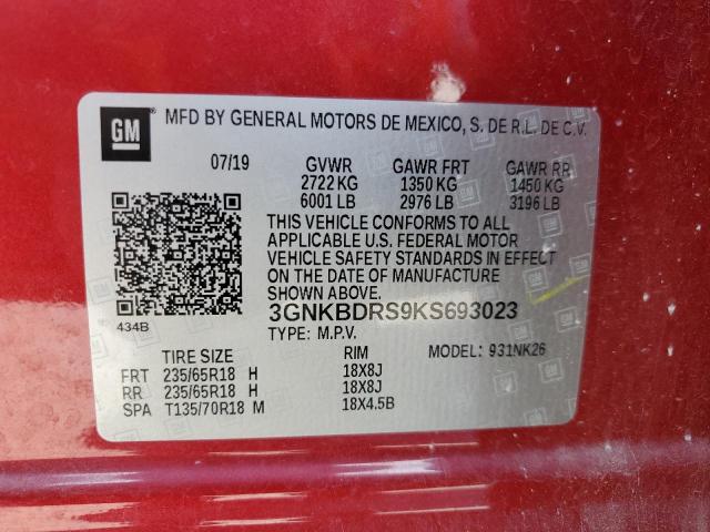 Photo 14 from auction – 2019 CHEVROLET BLAZER 3LT with VIN 3GNKBDRS9KS693023