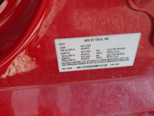 Photo 14 from auction – 2021 TESLA MODEL Y with VIN 5YJYGDEE9MF141103