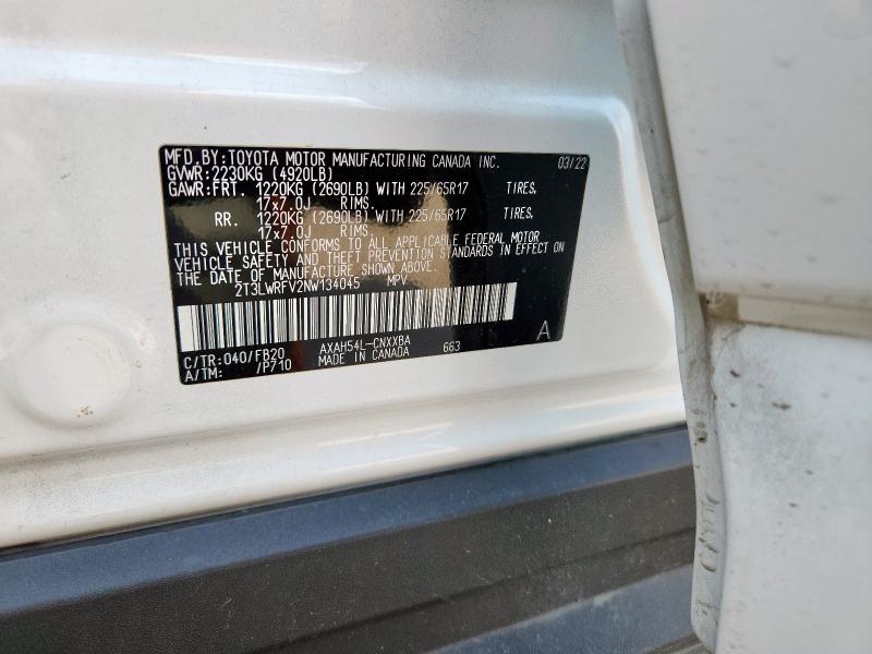 Photo 14 from auction – 2022 TOYOTA RAV4 LE with VIN 2T3LWRFV2NW134045