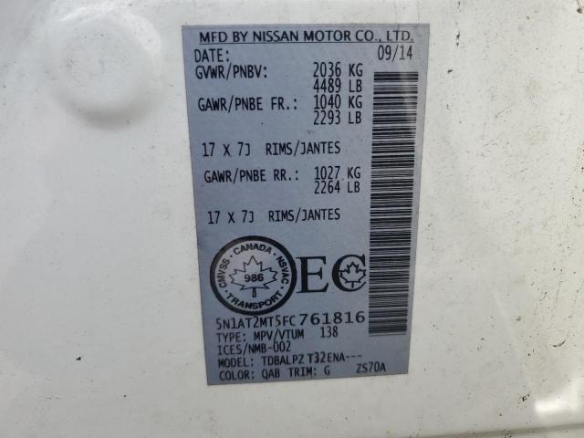 Foto 14 de la subasta – 2015 NISSAN ROGUE con VIN 5N1AT2MT5FC761816