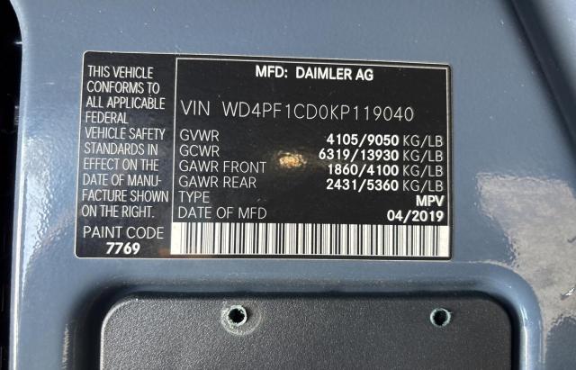 Photo 10 from auction – 2019 MERCEDES-BENZ SPRINTER 2 with VIN WD4PF1CD0KP119040