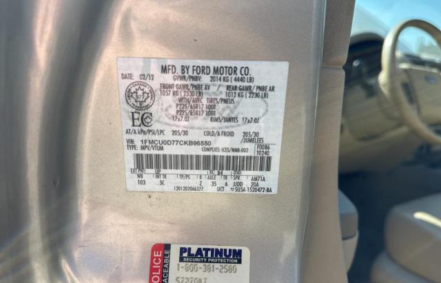 Photo 10 from auction – 2012 FORD ESCAPE XLT with VIN 1FMCU0D77CKB96550