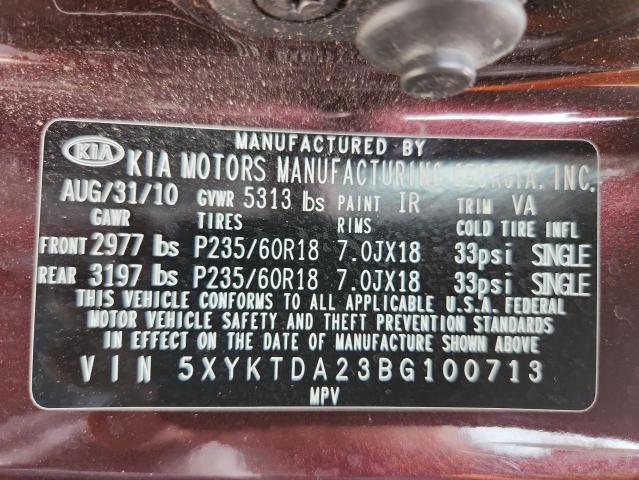 Photo 14 from auction – 2011 KIA SORENTO BA with VIN 5XYKTDA23BG100713