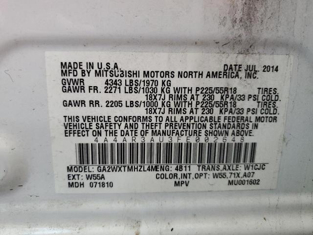 Photo 14 from auction – 2015 MITSUBISHI OUTLANDER with VIN 4A4AR3AU3FE002648