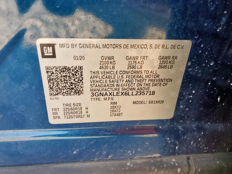 Photo 14 from auction – 2020 CHEVROLET EQUINOX LT with VIN 3GNAXLEX6LL235718