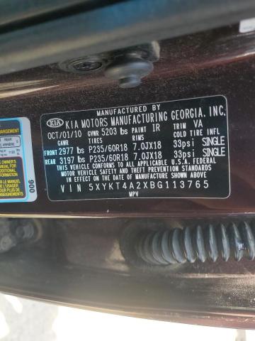 Photo 14 from auction – 2011 KIA SORENTO BA with VIN 5XYKT4A2XBG113765