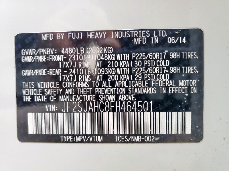 Photo 14 from auction – 2015 SUBARU FORESTER 2 with VIN JF2SJAHC8FH464501