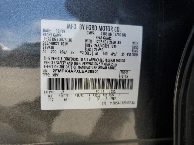 Photo 14 from auction – 2020 FORD EDGE ST with VIN 2FMPK4APXLBA38801