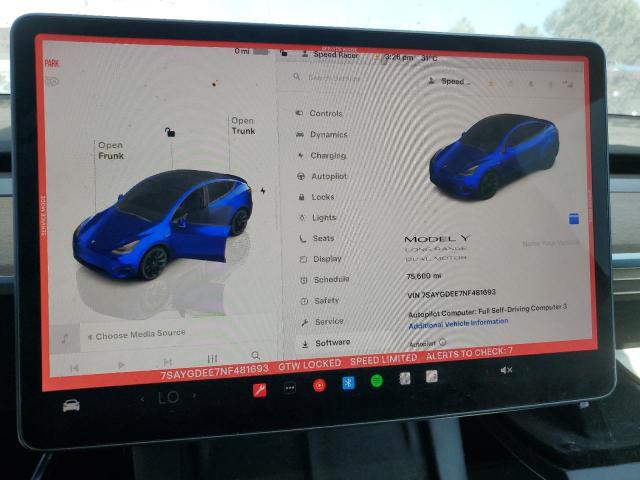 Photo 9 from auction – 2022 TESLA MODEL Y with VIN 7SAYGDEE7NF481693