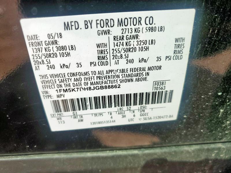 Photo 14 from auction – 2018 FORD EXPLORER X with VIN 1FM5K7DH8JGB88862