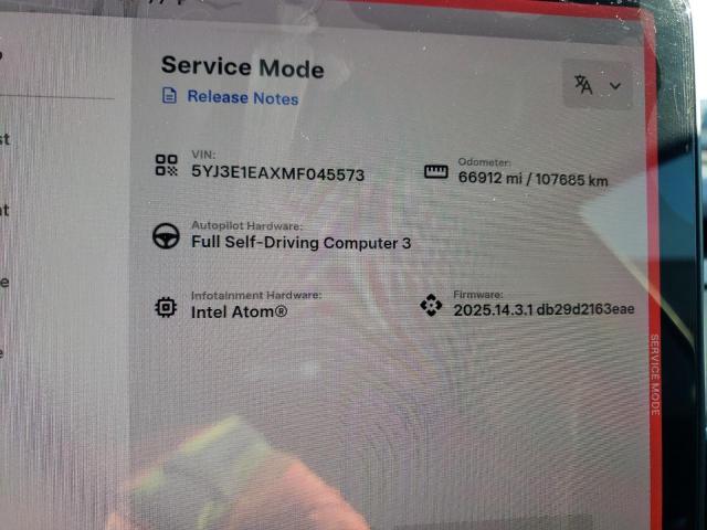 Photo 9 from auction – 2021 TESLA MODEL 3 with VIN 5YJ3E1EAXMF045573