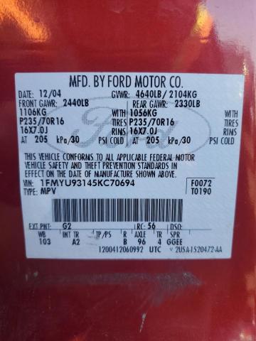 Photo 14 from auction – 2005 FORD ESCAPE with VIN 1FMYU93145KC70694