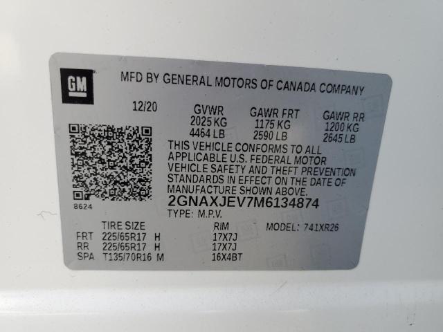 Photo 14 from auction – 2021 CHEVROLET EQUINOX LT with VIN 2GNAXJEV7M6134874