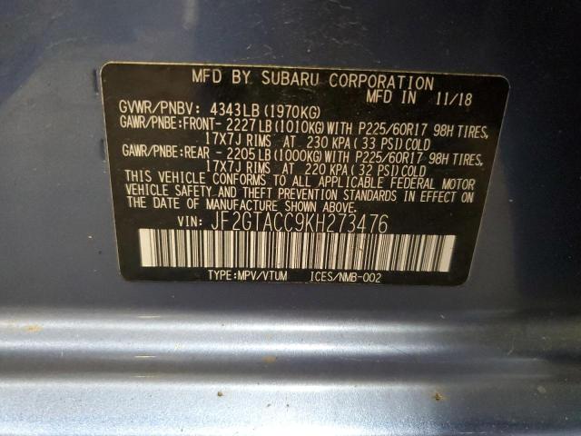 Photo 14 from auction – 2019 SUBARU CROSSTREK with VIN JF2GTACC9KH273476