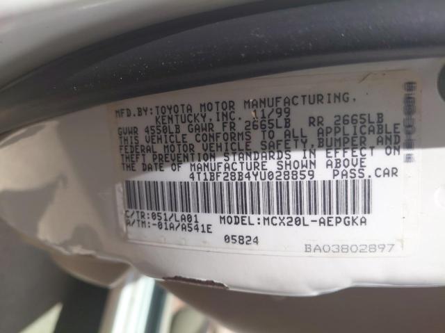 Photo 10 from auction – 2000 TOYOTA AVALON XL with VIN 4T1BF28B4YU028859