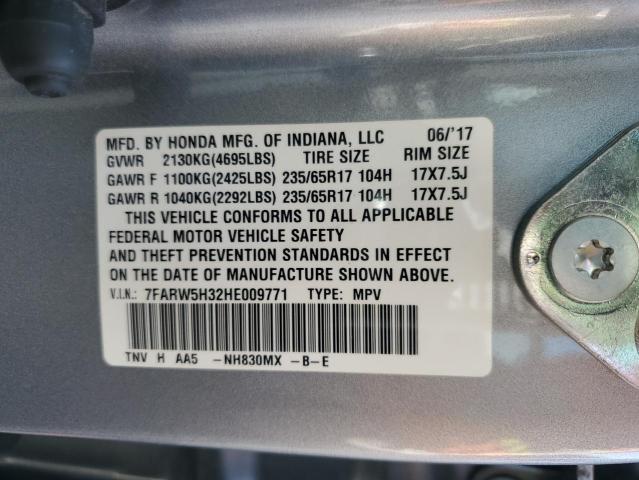 Photo 14 from auction – 2017 HONDA CR-V LX with VIN 7FARW5H32HE009771