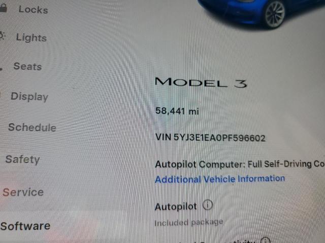 Photo 9 from auction – 2023 TESLA MODEL 3 with VIN 5YJ3E1EA0PF596602