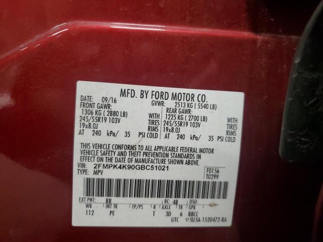Photo 14 from auction – 2016 FORD EDGE TITAN with VIN 2FMPK4K90GBC51021