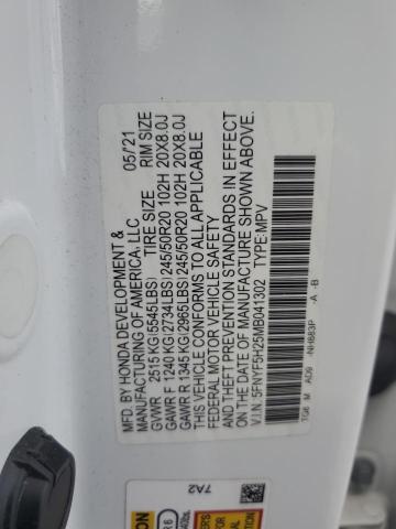 Photo 14 from auction – 2021 HONDA PILOT SE with VIN 5FNYF5H25MB041302