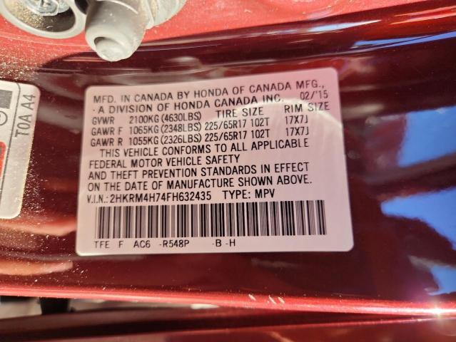 Photo 14 from auction – 2015 HONDA CR-V EXL with VIN 2HKRM4H74FH632435