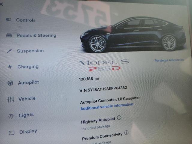 Photo 9 from auction – 2014 TESLA MODEL S with VIN 5YJSA1H28EFP64382