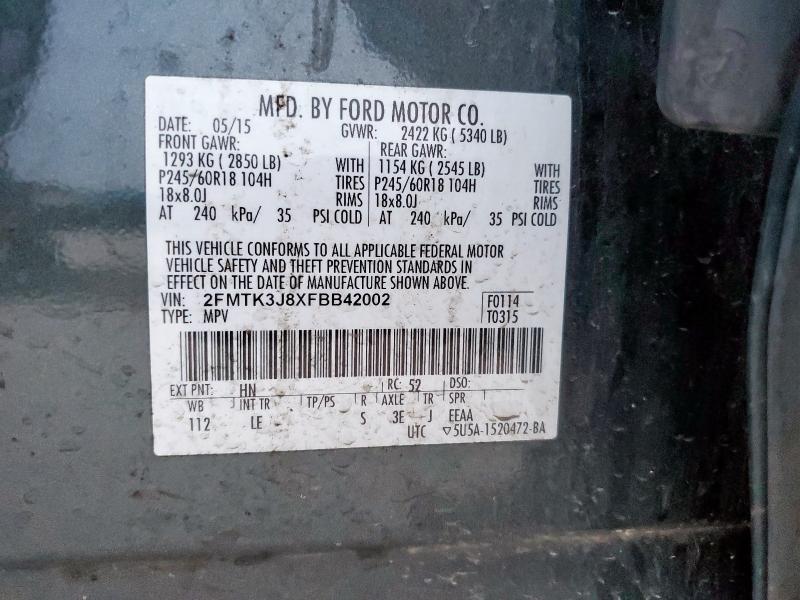 Photo 14 from auction – 2015 FORD EDGE SEL with VIN 2FMTK3J8XFBB42002