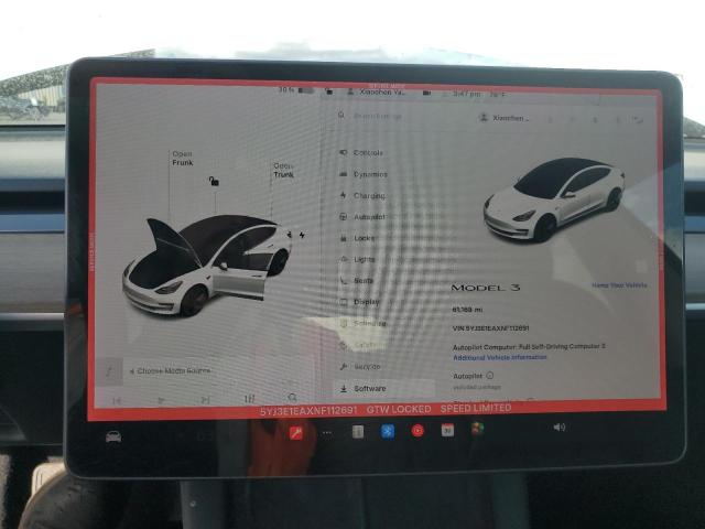 Photo 9 from auction – 2022 TESLA MODEL 3 with VIN 5YJ3E1EAXNF112691