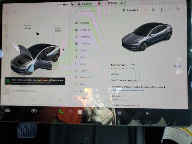 Photo 9 from auction – 2025 TESLA MODEL 3 with VIN 5YJ3E1EAXSF022727