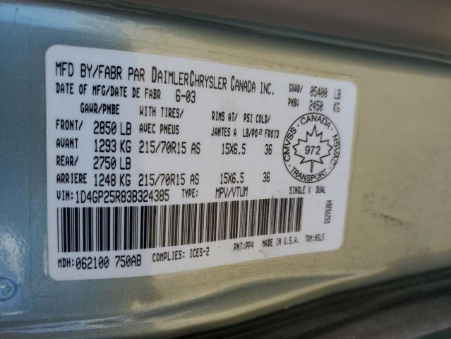 Photo 14 from auction – 2003 DODGE CARAVAN SE with VIN 1D4GP25R83B324385