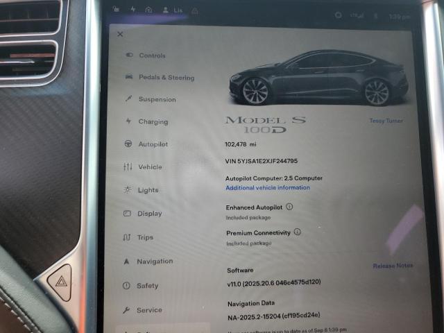 Photo 9 from auction – 2018 TESLA MODEL S with VIN 5YJSA1E2XJF244795
