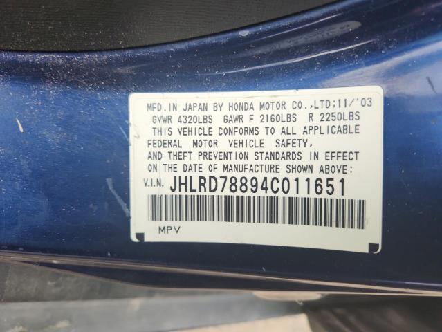 Photo 14 from auction – 2004 HONDA CR-V EX with VIN JHLRD78894C011651