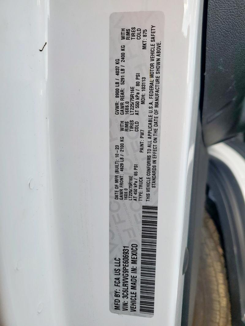 Photo 14 from auction – 2023 RAM PROMASTER with VIN 3C6LRVVG9PE606931