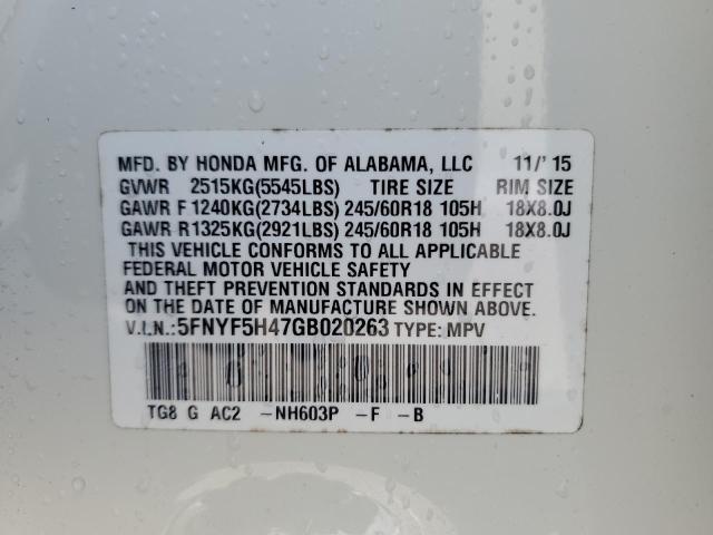 Photo 14 from auction – 2016 HONDA PILOT EX with VIN 5FNYF5H47GB020263