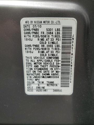 Photo 14 from auction – 2010 INFINITI FX35 with VIN JN8AS1MU2AM803084