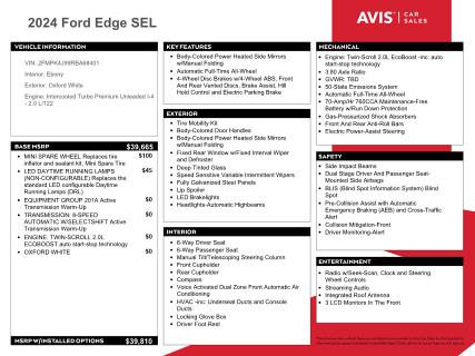 Photo 13 from auction – 2024 FORD EDGE SEL with VIN 2FMPK4J99RBA68401