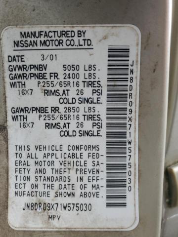 Photo 14 from auction – 2001 NISSAN PATHFINDER LE with VIN JN8DR09X71W575030