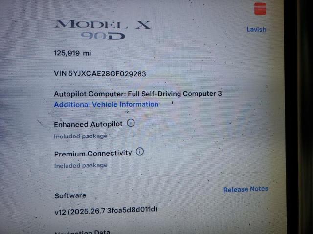 Photo 9 from auction – 2016 TESLA MODEL X with VIN 5YJXCAE28GF029263
