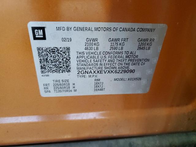 Photo 14 from auction – 2019 CHEVROLET EQUINOX PR with VIN 2GNAXXEVXK6229090