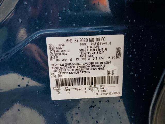 Photo 14 from auction – 2020 FORD EDGE SEL with VIN 2FMPK4J91LBA92635