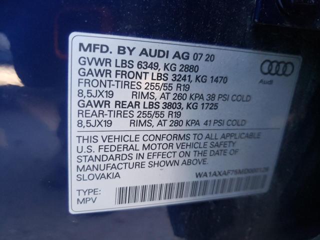 Photo 14 from auction – 2021 AUDI Q7 PREMIUM with VIN WA1AXAF75MD000126