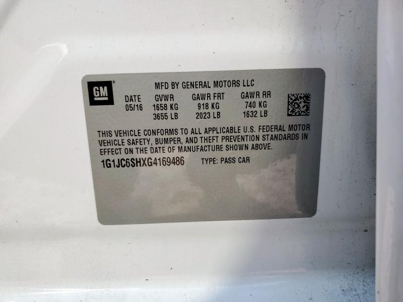 Photo 14 from auction – 2016 CHEVROLET SONIC with VIN 1G1JC6SHXG4169486
