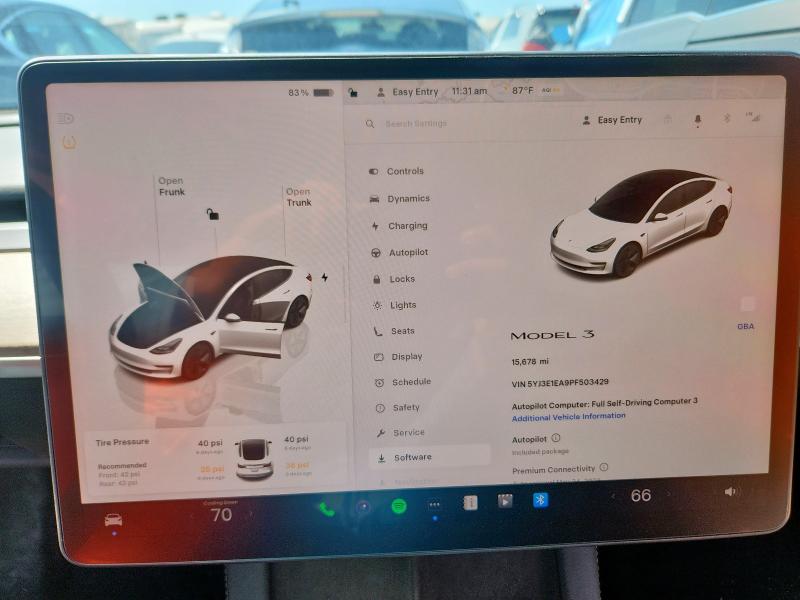 Photo 9 from auction – 2023 TESLA MODEL 3 with VIN 5YJ3E1EA9PF503429