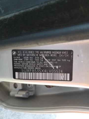 Photo 14 from auction – 2004 BMW X5 4.4I with VIN 5UXFB535X4LV05524